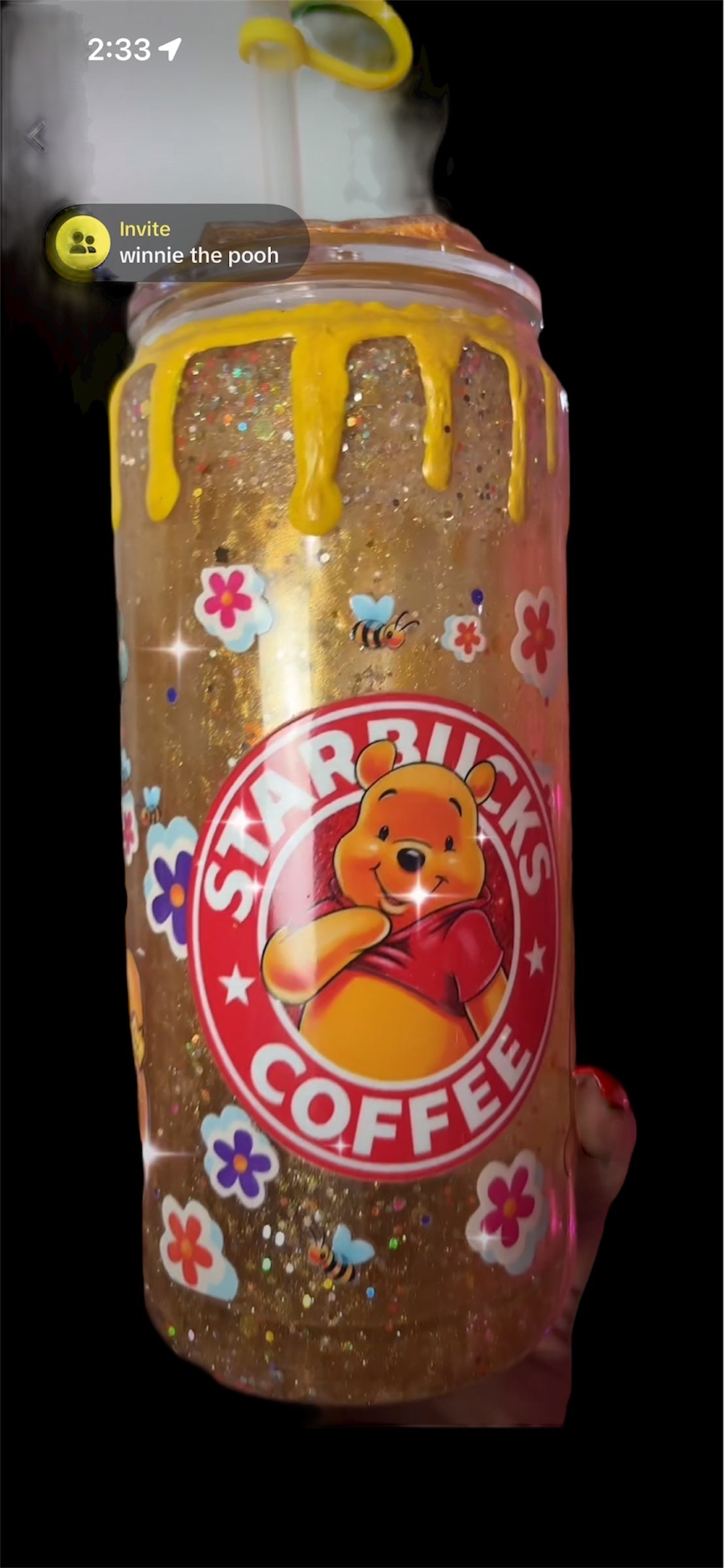 Winnie the Pooh cup with custom lid